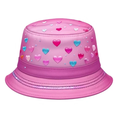 Pink ombre bucket hat with hearts and glitter sticker