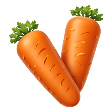 Orange carrot pieces, short fat cylinders, both ends rounded like mini hot dogs sticker