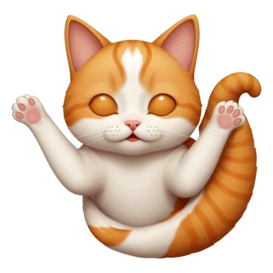ginger and white small cat in funny positions upside down with eyes closed sticker