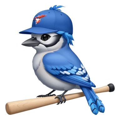 bluejay laying down sleeping  with baseball bat, wearing toronto blue jays baseball hat,  sticker