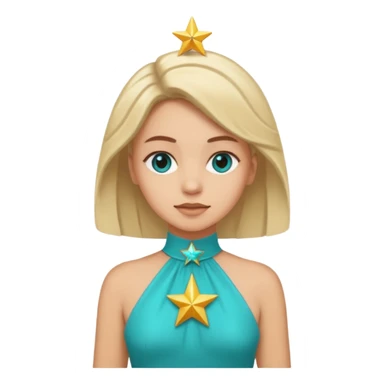 star wearing a turquoise dress shaped into a real star not a person sticker