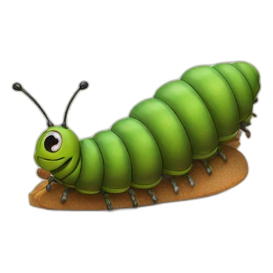 Caterpillar riding a roach sticker