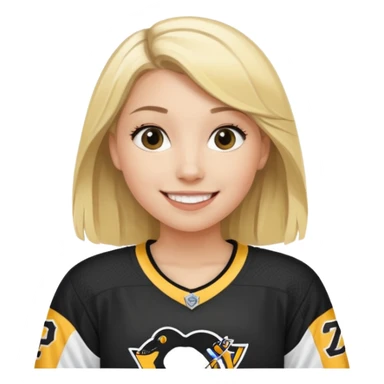 Girl blonde with hockey jersey pittburgh penguins sticker