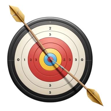 A close-up of a bowstring pulled taut with an arrow aimed at a target. The target's concentric rings are visible in the background, highlighting the focus and precision required for archery. The scene captures the grace and concentration of the sport. sticker