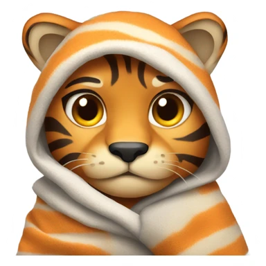 Shivering tiger with blanket sticker