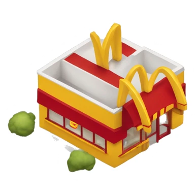 “McDonald’s store with the iconic golden arches, a red and yellow color scheme, and a simple, recognizable design that captures the essence of a fast food restaurant.” sticker