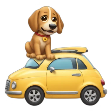 Perro subido a un coche sticker