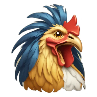 proud and howling golden rooster with a crown on its head sticker