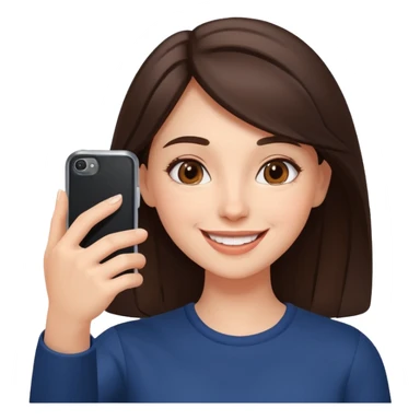 happy and energetic Brunette Girl taking selfie with her phone sticker