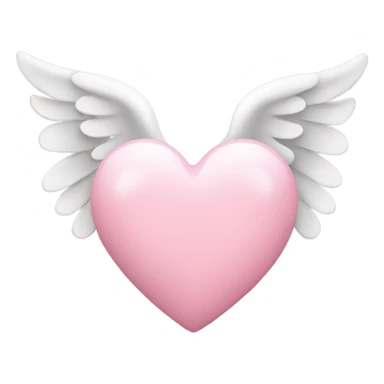 Baby pink heart with angel wings behind sticker