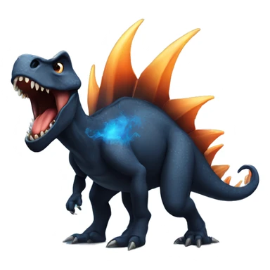Black Dinosaur With Spikes on his back breathing blue fire sticker