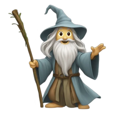 gandalf with a stick dancing with froddo sticker