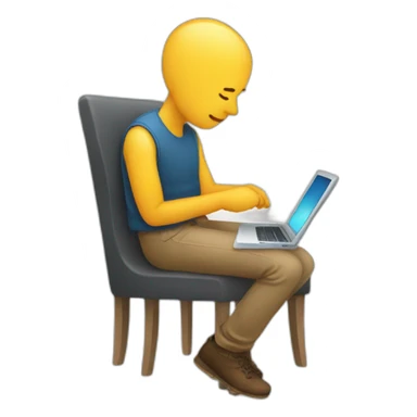 human sitting at chair and browsing web sticker
