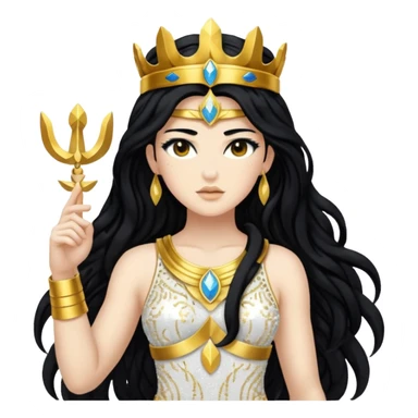 Nike, Goddess of Victory from Gods and Goddesses with long black hair, white and gold sequin outfit sticker