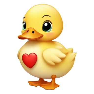 Cute baby duck with heart sticker