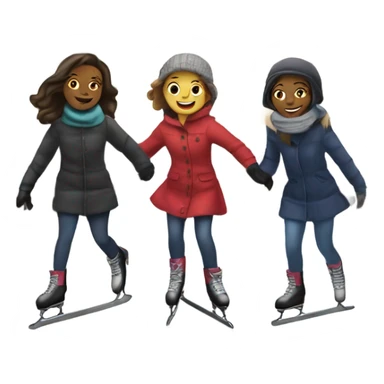 Four girls ice skating under a bridge in New York sticker