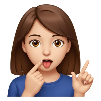 Fais moi une fille brune avec les yeux marrons, qui ce mort un doigt avec un regard coquin. sticker