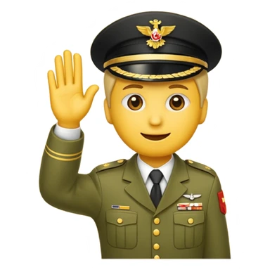 Eine salutierenden Emoji (Hautfarbe: gelb ) in Armee Klamotten männlich; salutierend mit der rechten Hand und auf der Höhe der Stirn  sticker