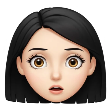 emoji of a black-haired girl with surprised expression showing her eyelashes, no text sticker