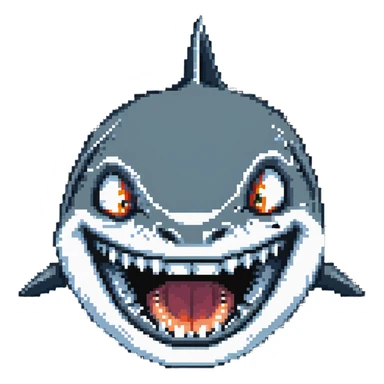 shark face close-up with pointy white teeth in open jaws sticker