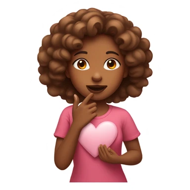 Brown girl blowing kiss with heart sticker