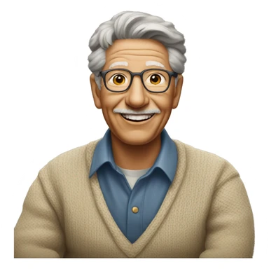 abraham maslow wearing a shirt and sweater and smiling looking at the camera and sitting down sticker