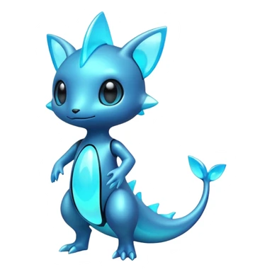 Shiny glowing bioluminescent fluorescent iridescent dark brightly neon shiny glossy alloy futuristic Amaura-Gible-Purloin-Pokémon (full body) sticker