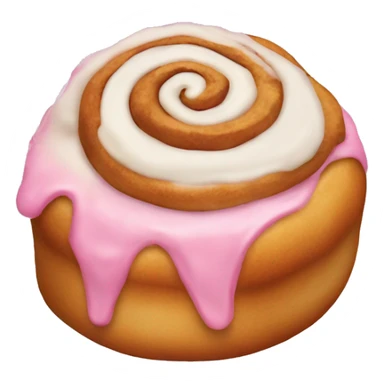 a cinnamon roll with pink frosting sticker
