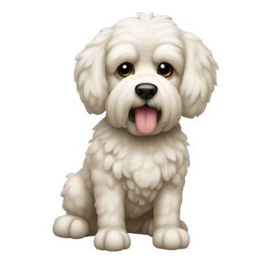 perro raza caniche hembra abrazado a un mono de peluche sticker