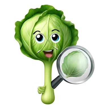 smiling cabbage hold magnifying glass sticker
