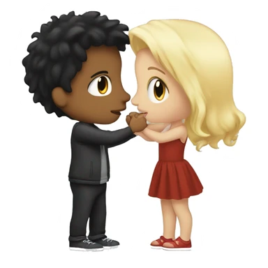 boy black hair kiss a blonde girl  sticker