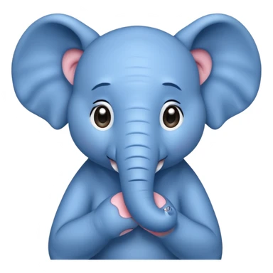 sweet blue elephant, hands in front, sad tears sticker