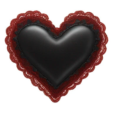 black leather heart with red lace overlay sticker