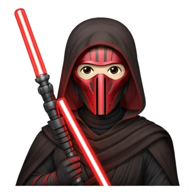 Darth Revan with his mask on holding red lightsaber mainly face shot not as much body sticker