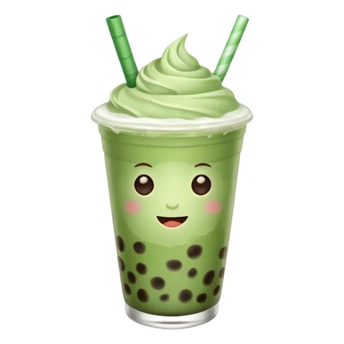 matcha latte with boba and ice without stick and add a lil coffee  sticker