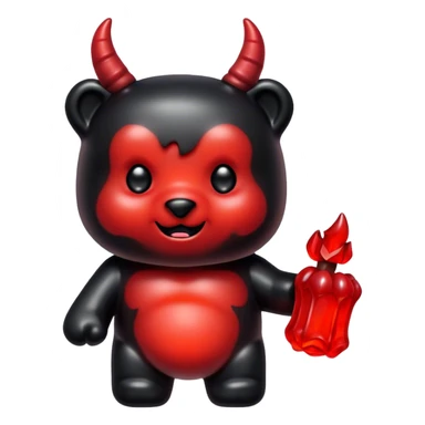 Black and red gummybear with devil horns sticker
