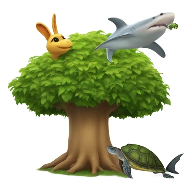 turtle hat giant bird rabbit shark on a giant tree sticker