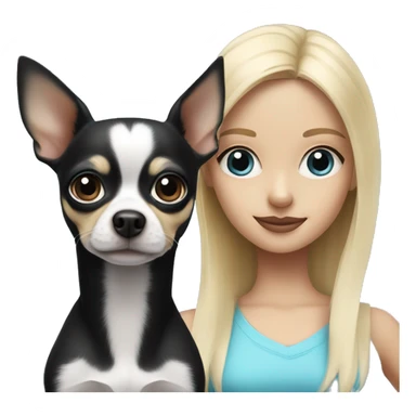 black and white chihuahua and a blonde girl with blue eyes sticker