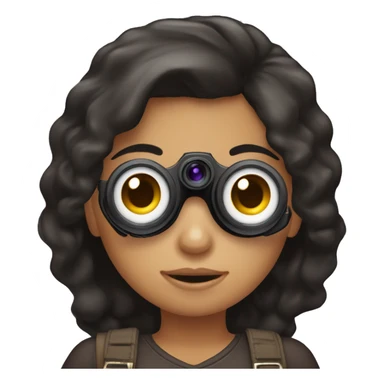 Girl with dark Haie and brown eyes Holding a Nikon Camera in her hands sticker