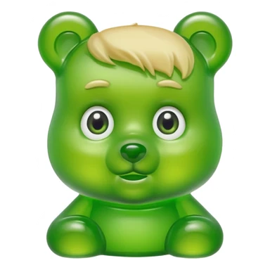 green gummy bear with eyes and blond hair only head sticker