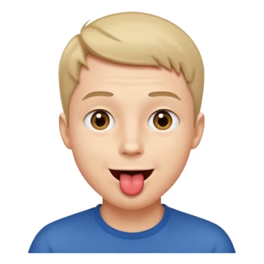 un homme de face qui tire la langue et a les yeux vers le ciel, cheveux courts sticker