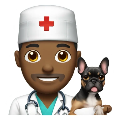 Male nurse with a frenchie sticker
