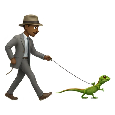 Man walking a lizard on a leash sticker