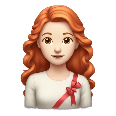 Red-haired girl with ribbon in hair with pale skin sticker