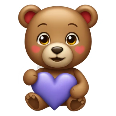 Teddy bear holding a heart sticker