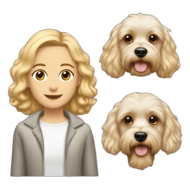 White Cavapoo with a blonde girl and a bearded dark haired guy sticker