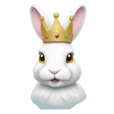 White rabbit with a glitter crown  sticker