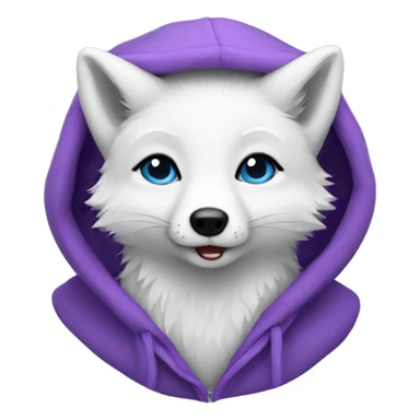 arctic fox wearing a purple hoodie sticker