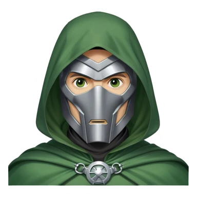 Doctor Doom villain with green cloak and metal mask sticker