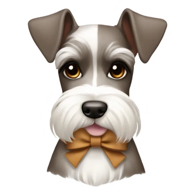 White and brown mini schnauzer  with bows sticker